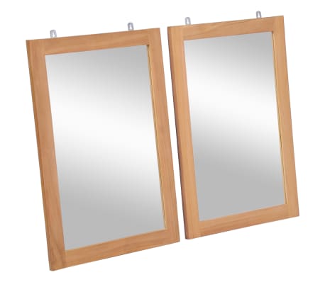 vidaXL Wall Mirrors 2 pcs Solid Teak 50x70 cm