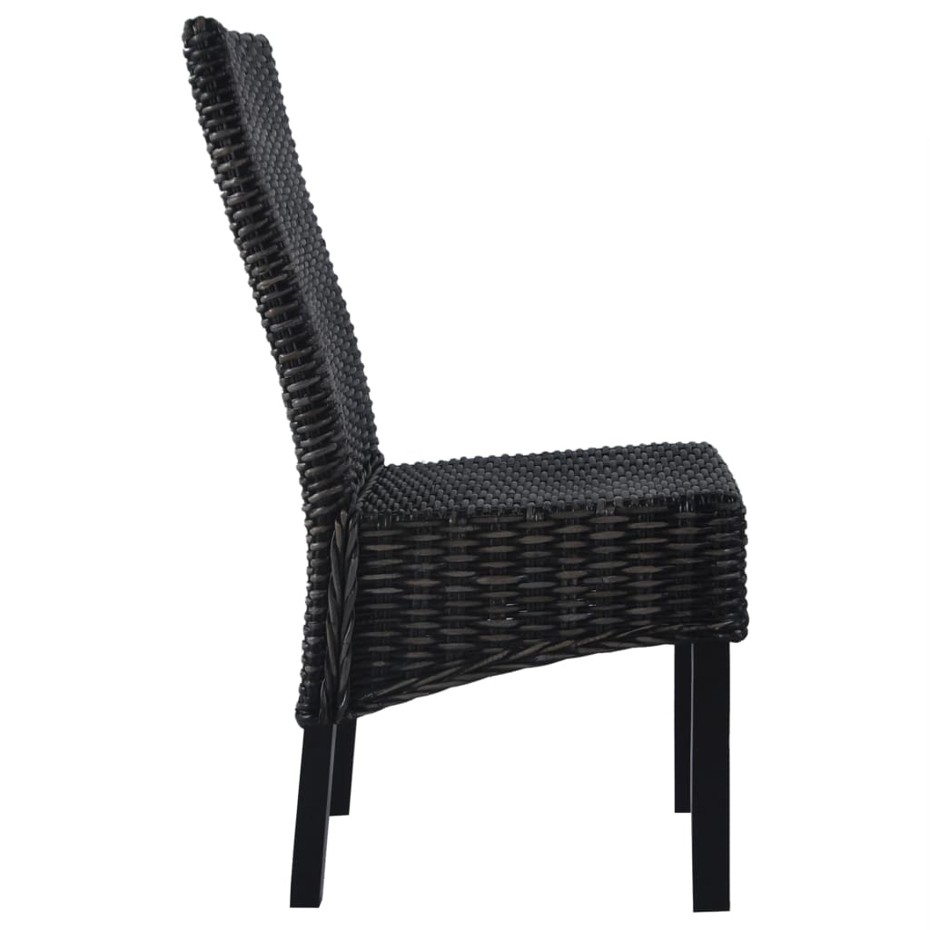 vidaXL Sillas de comedor 2 unidades ratán Kubu y madera mango negro