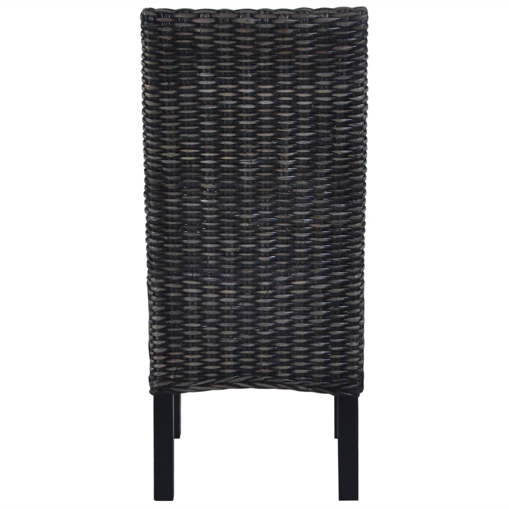 vidaXL Dining Chairs 2 pcs Black Kubu Rattan and Mango Wood