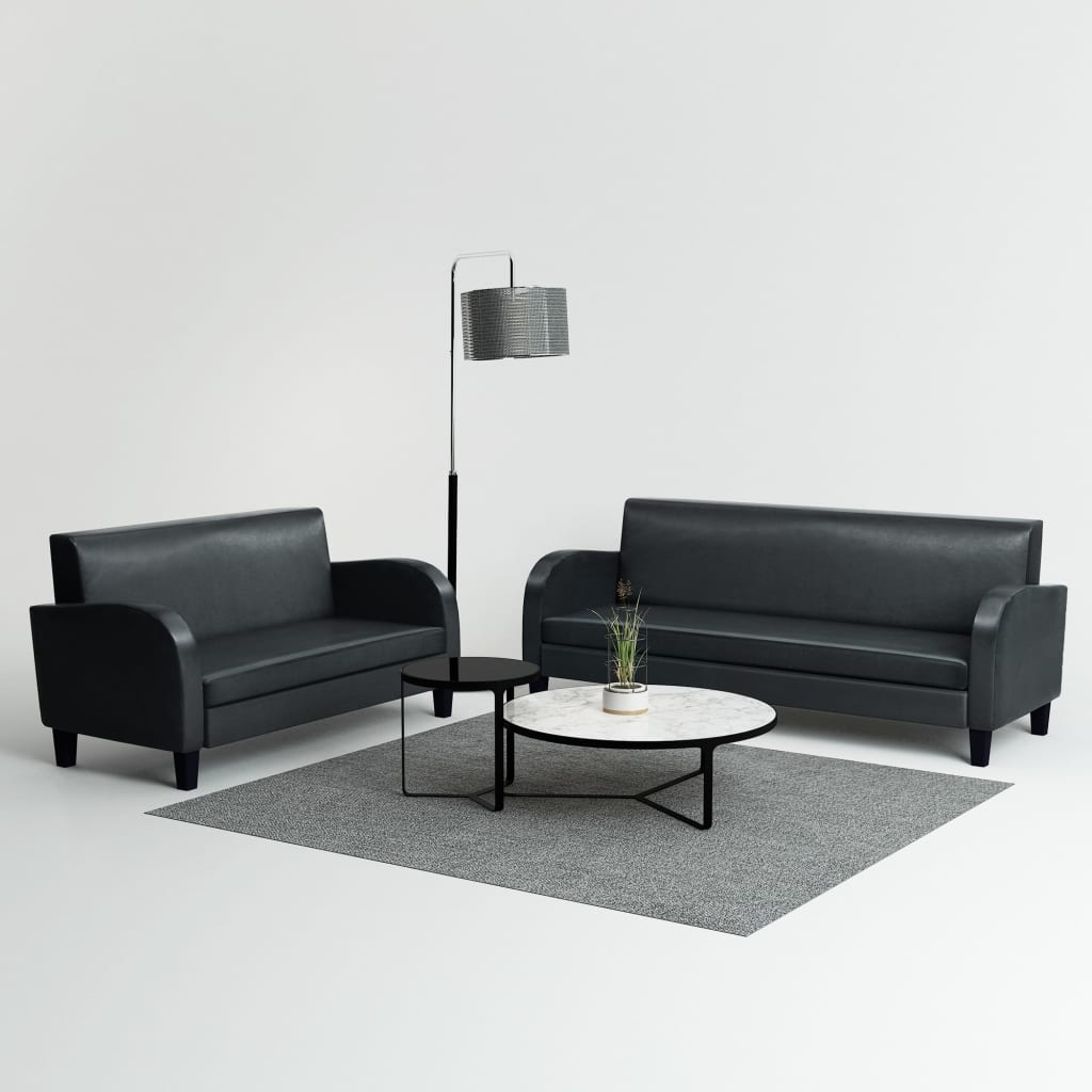 vidaXL 2-tlg. Sofa-Set Kunstleder Schwarz