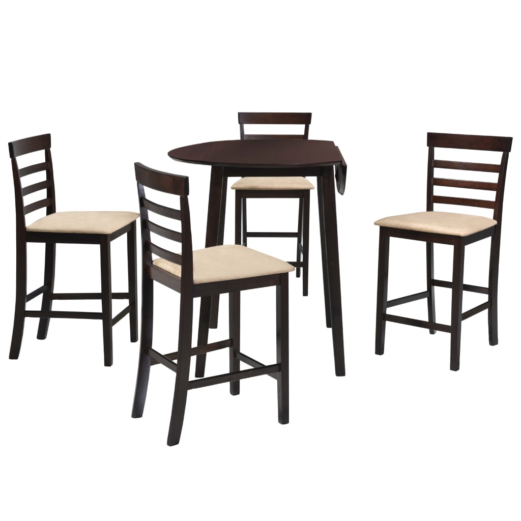 vidaXL Set masă și scaune de bar, 5 piese, lemn masiv, maro închis