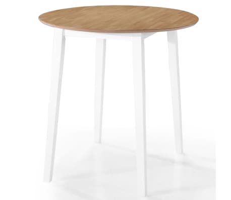 vidaXL Комплект бар маса и столове 3 части дърво масив естествен и бял