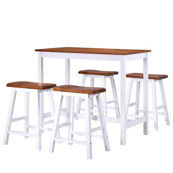 vidaXL 5-osaline baarilaua ja toolide komplekt, t&auml;ispuit