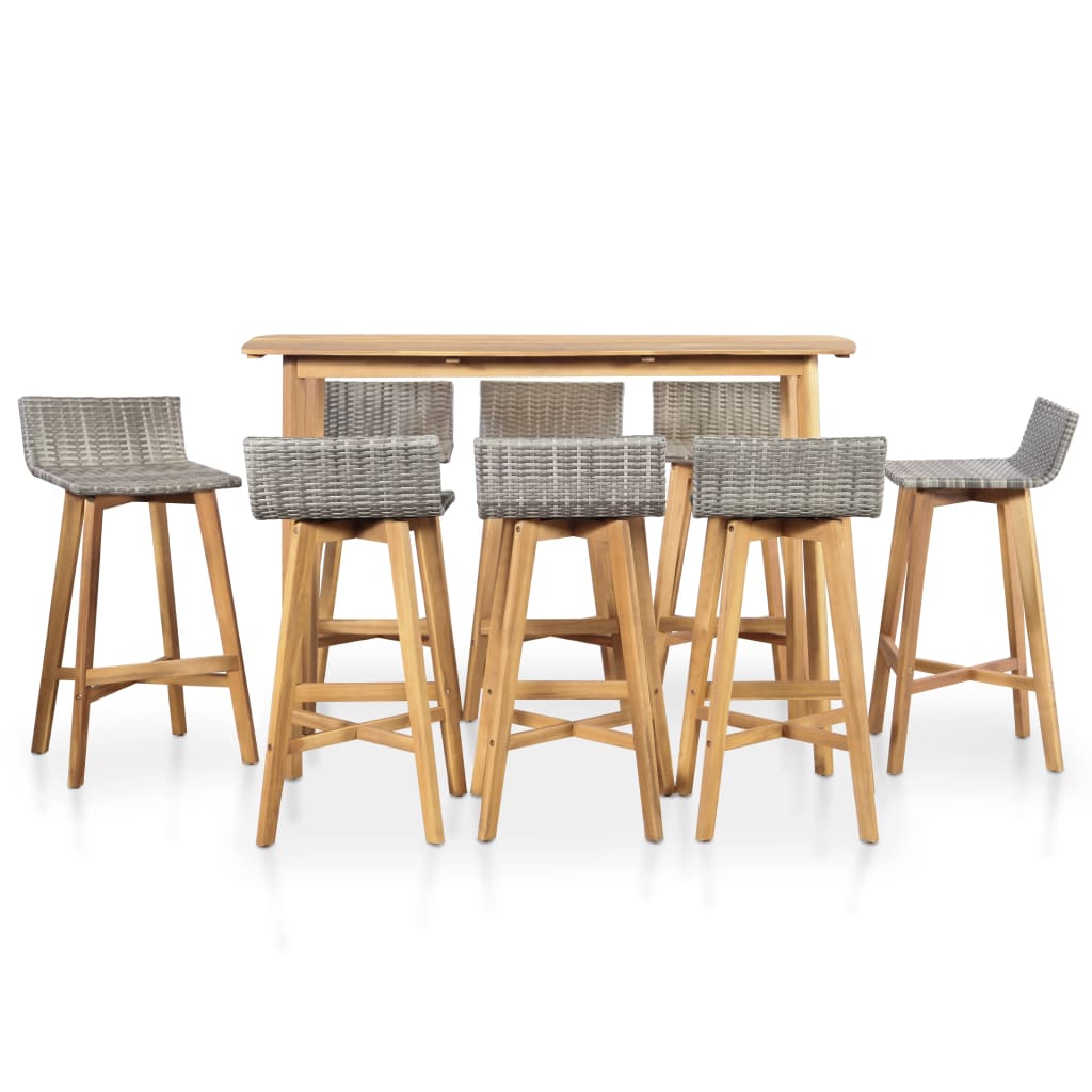 vidaXL 9 Piece Outdoor Dining Set Solid Acacia Wood