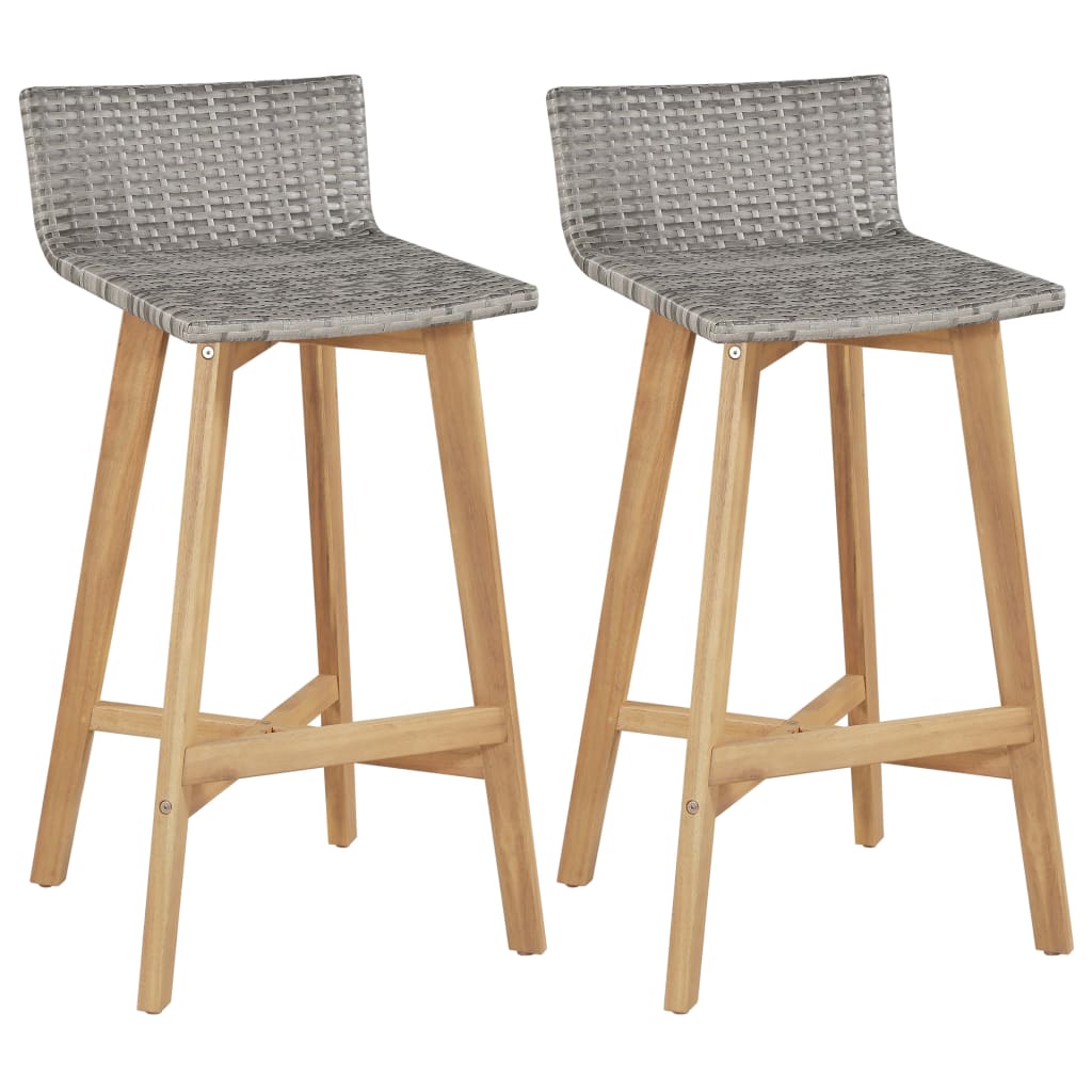 Bar Chairs 2 Piece Solid Acacia Wood