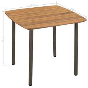 Zahradní stůl 80 x 80 x 72 cm masivní akácie dřevo a ocel - obrázek 4