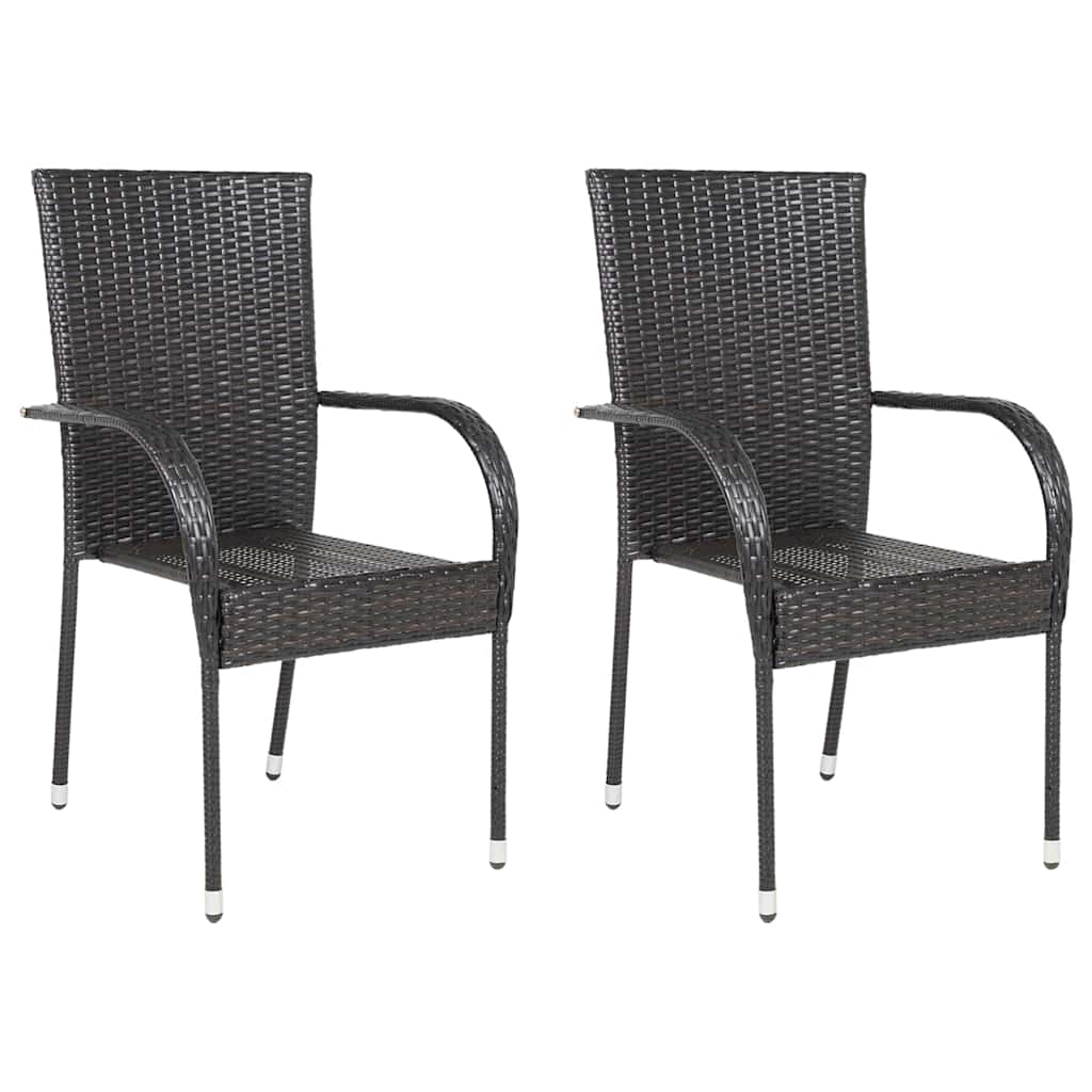 vidaXL Stapelbare Gartenstühle 2 Stk. Poly Rattan Braun