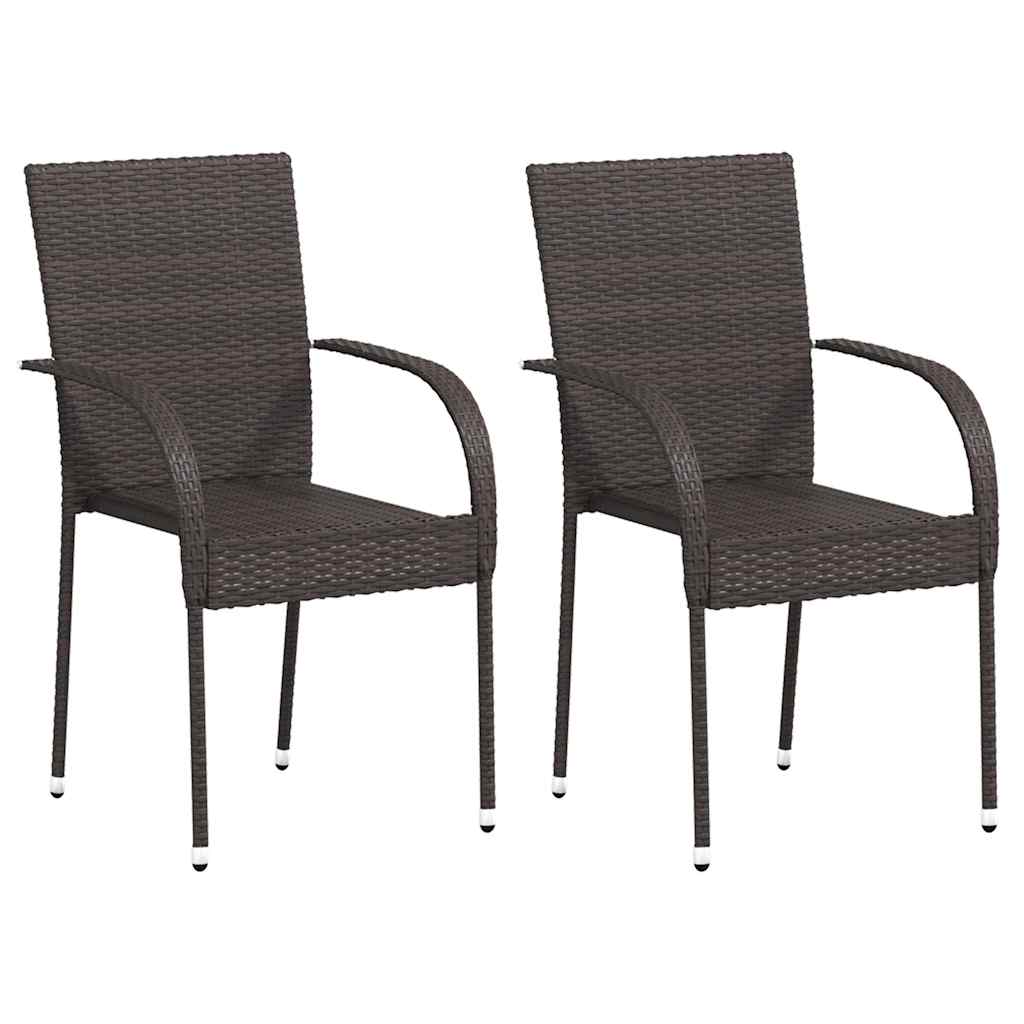 vidaXL Stapelbare Gartenstühle 2 Stk. Poly Rattan Braun