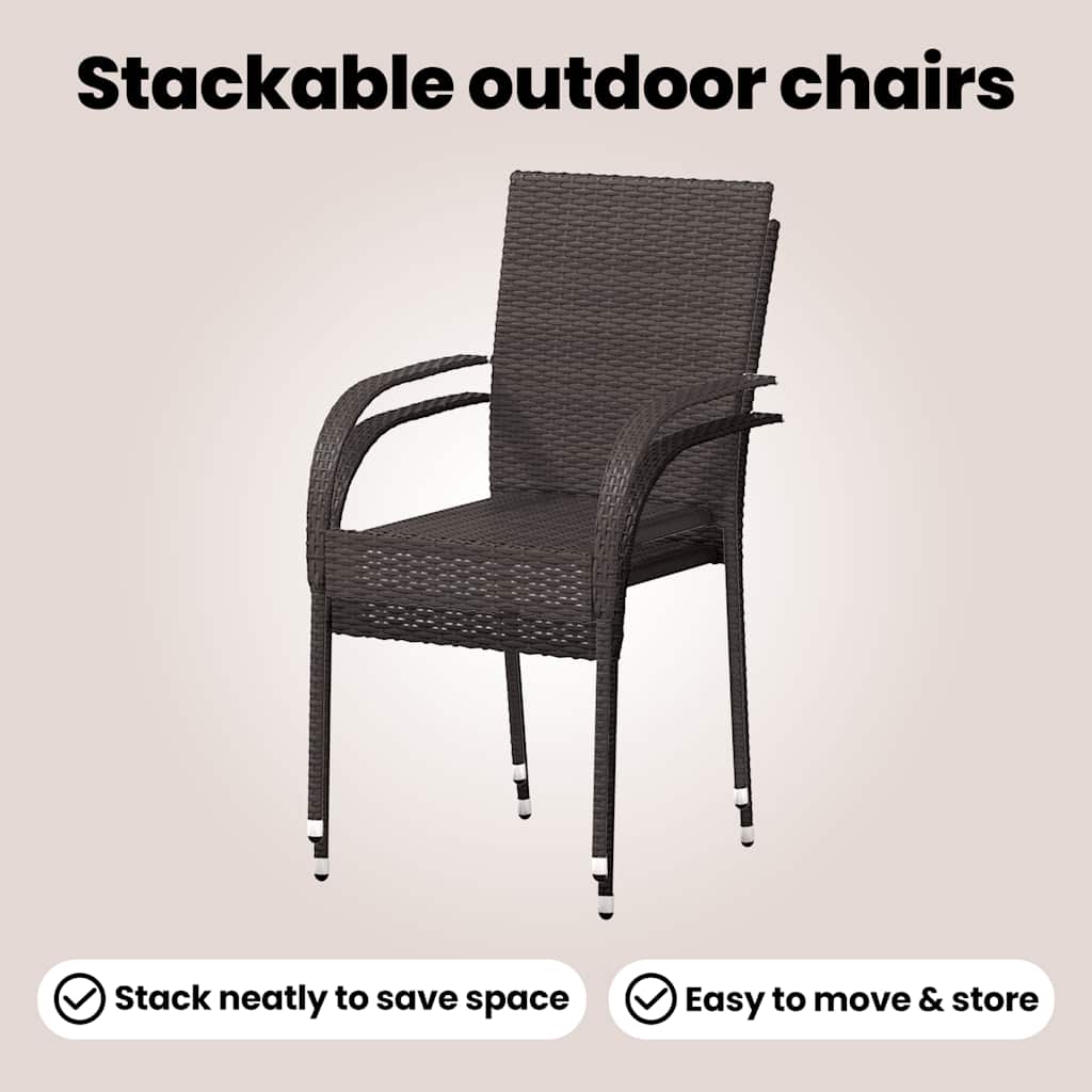Stackable Outdoor Chairs - Poly Rattan in Brown, Black, Gray vidaXL - Picture 14 of 45