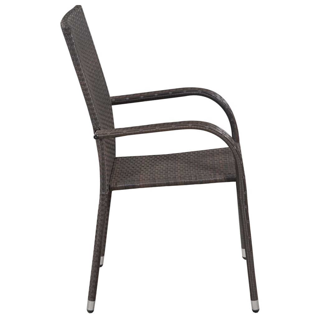 2 db barna rakásolható polyrattan kültéri szék 