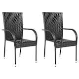 vidaXL Stackable Outdoor Chairs 2 pcs Poly Rattan Black