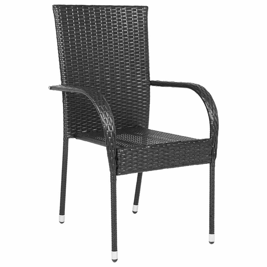 Thumbnail - vidaXL Stapelbare Gartenstühle 2 Stk. Poly Rattan Schwarz