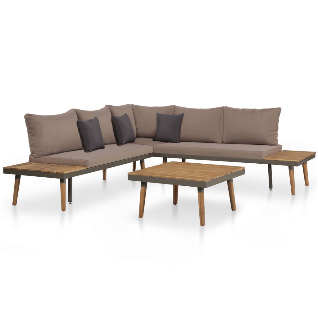 vidaXL 4-tlg. Garten-Lounge-Set mit Auflagen Massivholz Akazie Braun