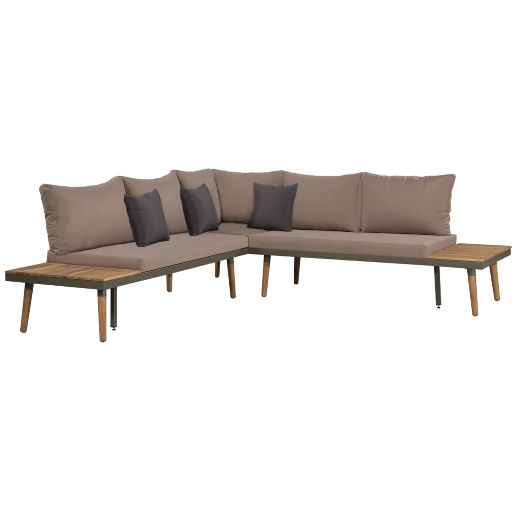 vidaXL Set mobilier grădină cu perne, 4 piese, maro, lemn acacia