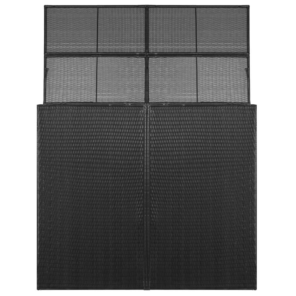 

vidaXL Double Wheelie Bin Shed Poly Rattan 60.2"x30.7"x47.2" Black