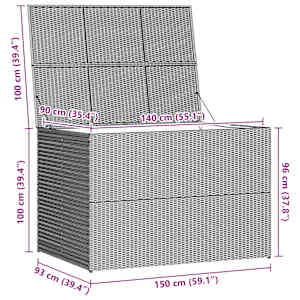Zahradní úložný box černý 150 x 100 x 100 cm polyratan - obrázek 12