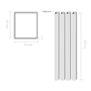 vidaXL Konstrukcinio plieno vamzdžiai, 4vnt., stačiak., 1m, 40x30x2mm