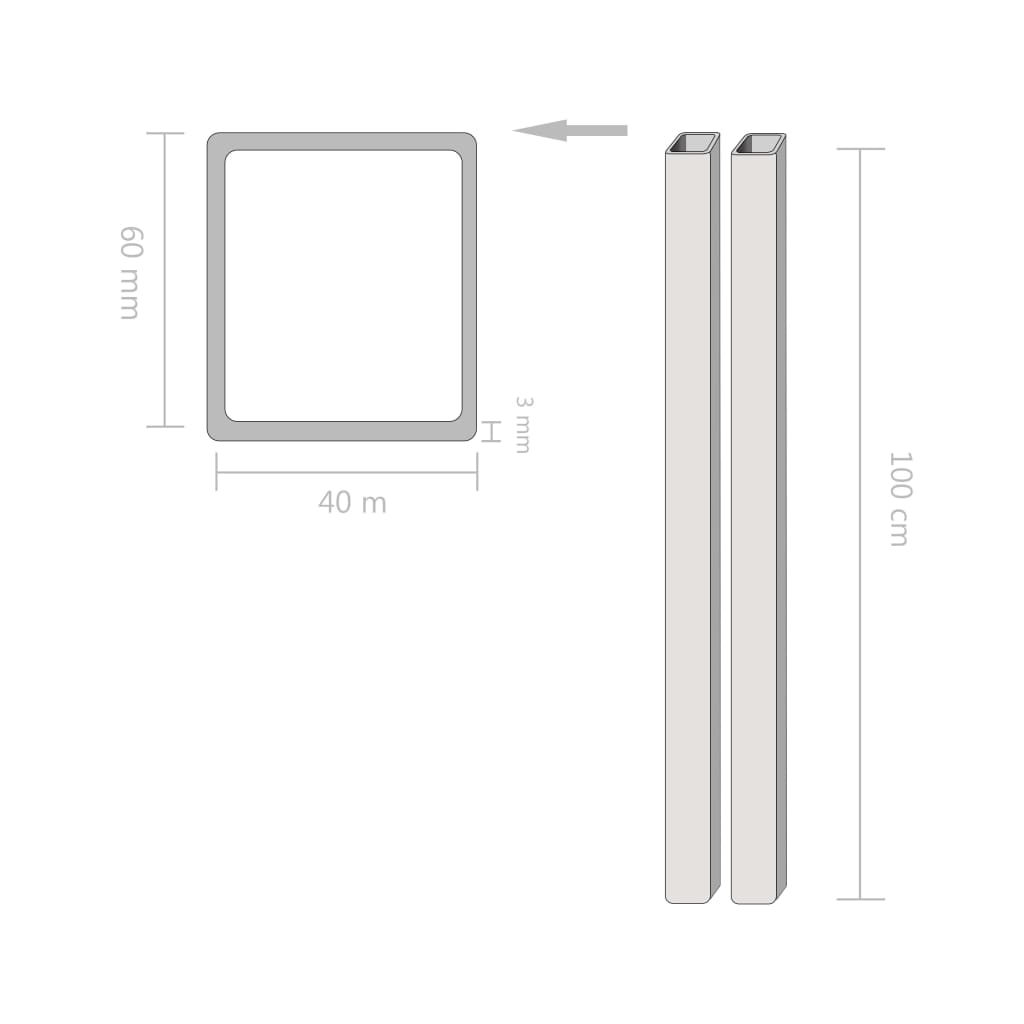 

vidaXL Kokerbuizen rechthoekig 1m 60x40x3mm constructiestaal 2 st