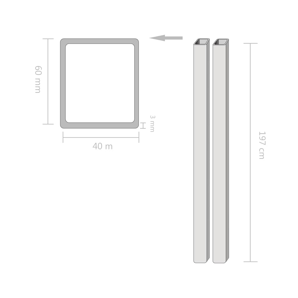 

vidaXL Kokerbuizen rechthoekig 2m 60x40x3mm constructiestaal 2 st