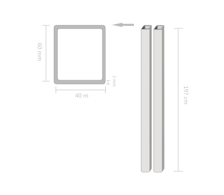 vidaXL Kokerbuizen rechthoekig 2m 60x40x3mm constructiestaal 2 st