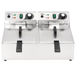 vidaXL Φριτέζα Διπλή Ηλεκτρική 20 Λίτρα 6000 W από Ανοξείδωτο Ατσάλι