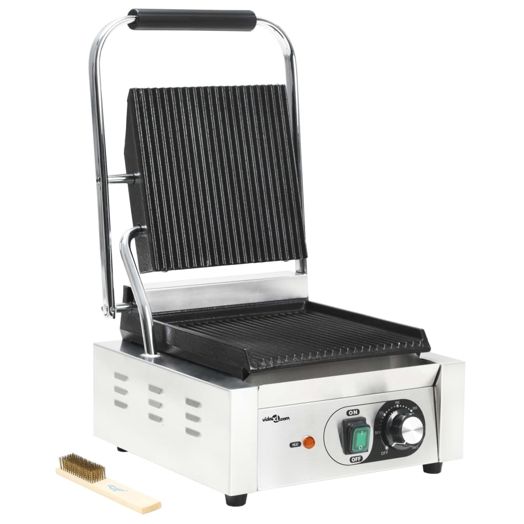 vidaXL Rýhovaný gril na panini nerezová ocel 1800 W 31 x 30,5 x 20 cm