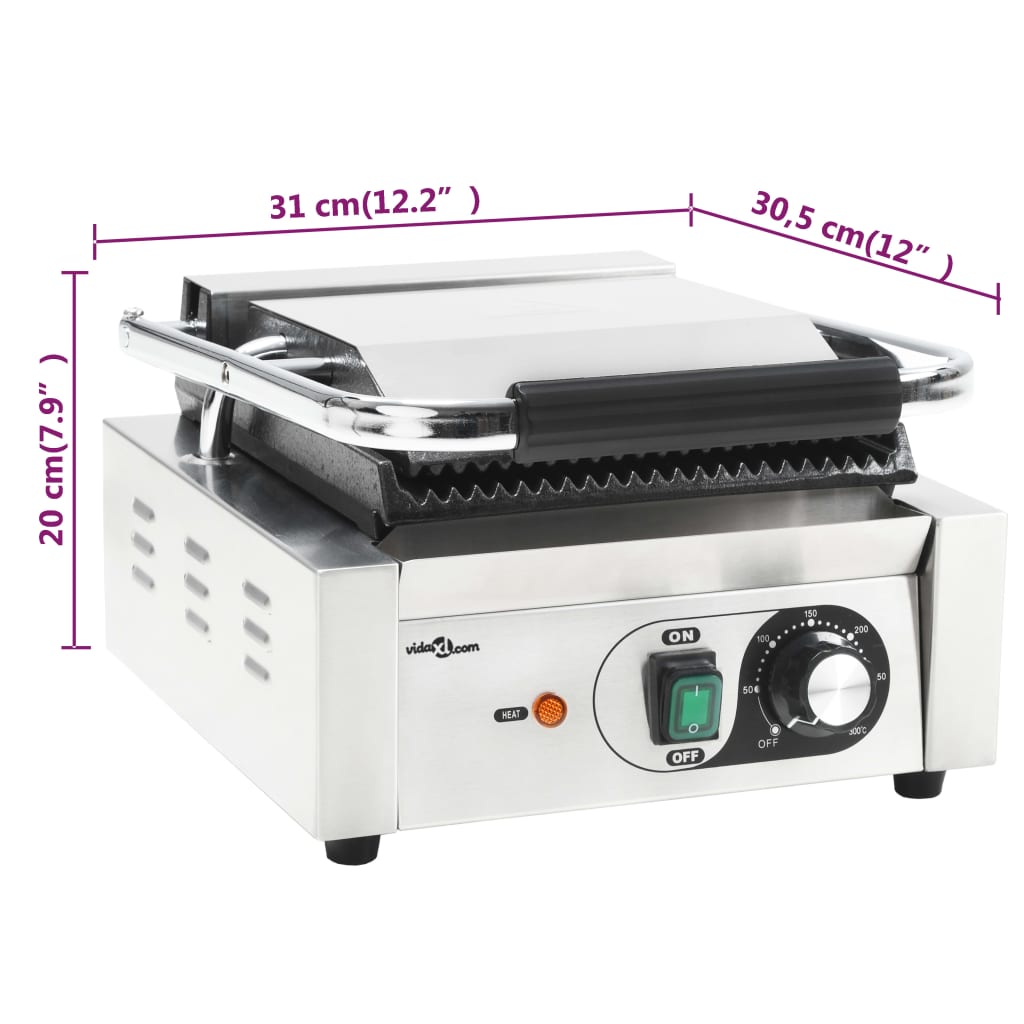 Panini grill gegroefd 1800 W 31x30,5x20 cm roestvrij staal image 13