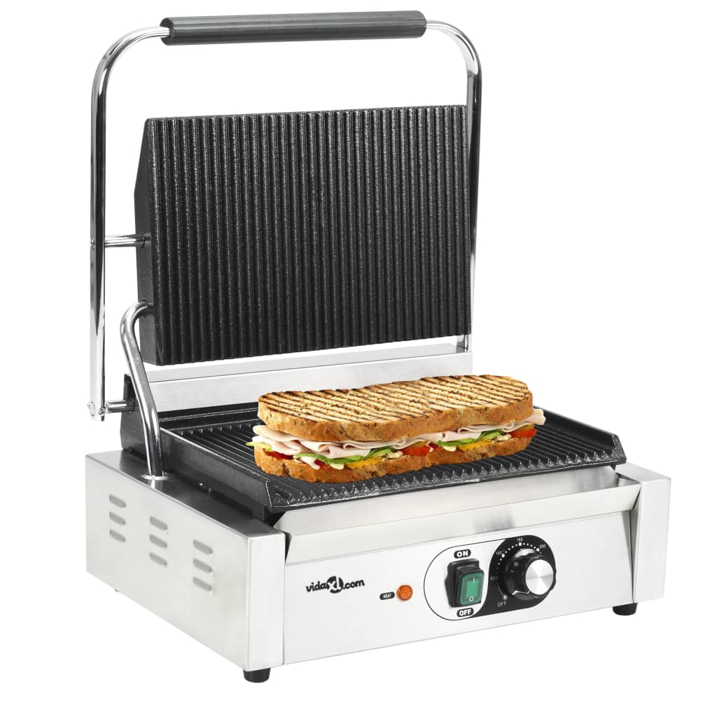 vidaXL Grill Panini cu striații, 43x30,5x20 cm, 2200 W