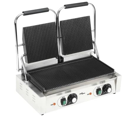 vidaXL Podwójny opiekacz do panini, żebrowany, 3600 W, 57x30,5x20 cm