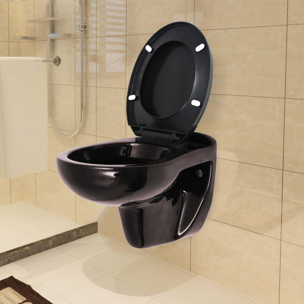 vidaXL Seinäkiinnitettävä WC vesisäiliöllä keraaminen tummanruskea