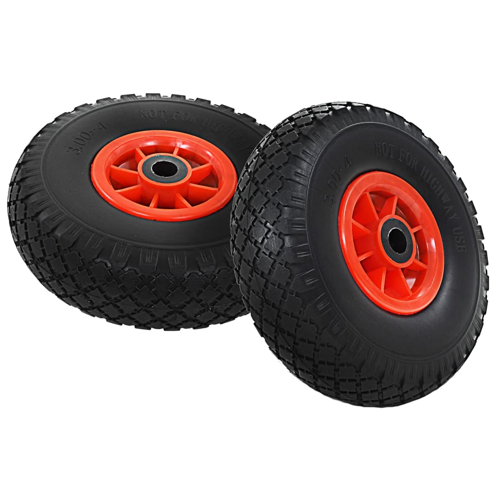 vidaXL Steekwagenwielen 3,00-4 (260x85) massief PU 2 st afbeelding