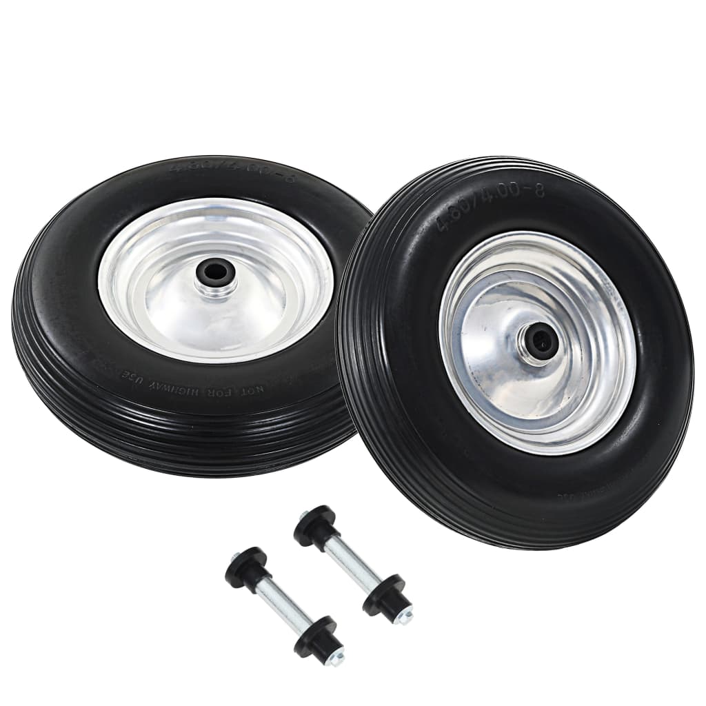 vidaXL Kolesá na fúrik z PU s nápravami 2 ks 4.00-8 390 mm