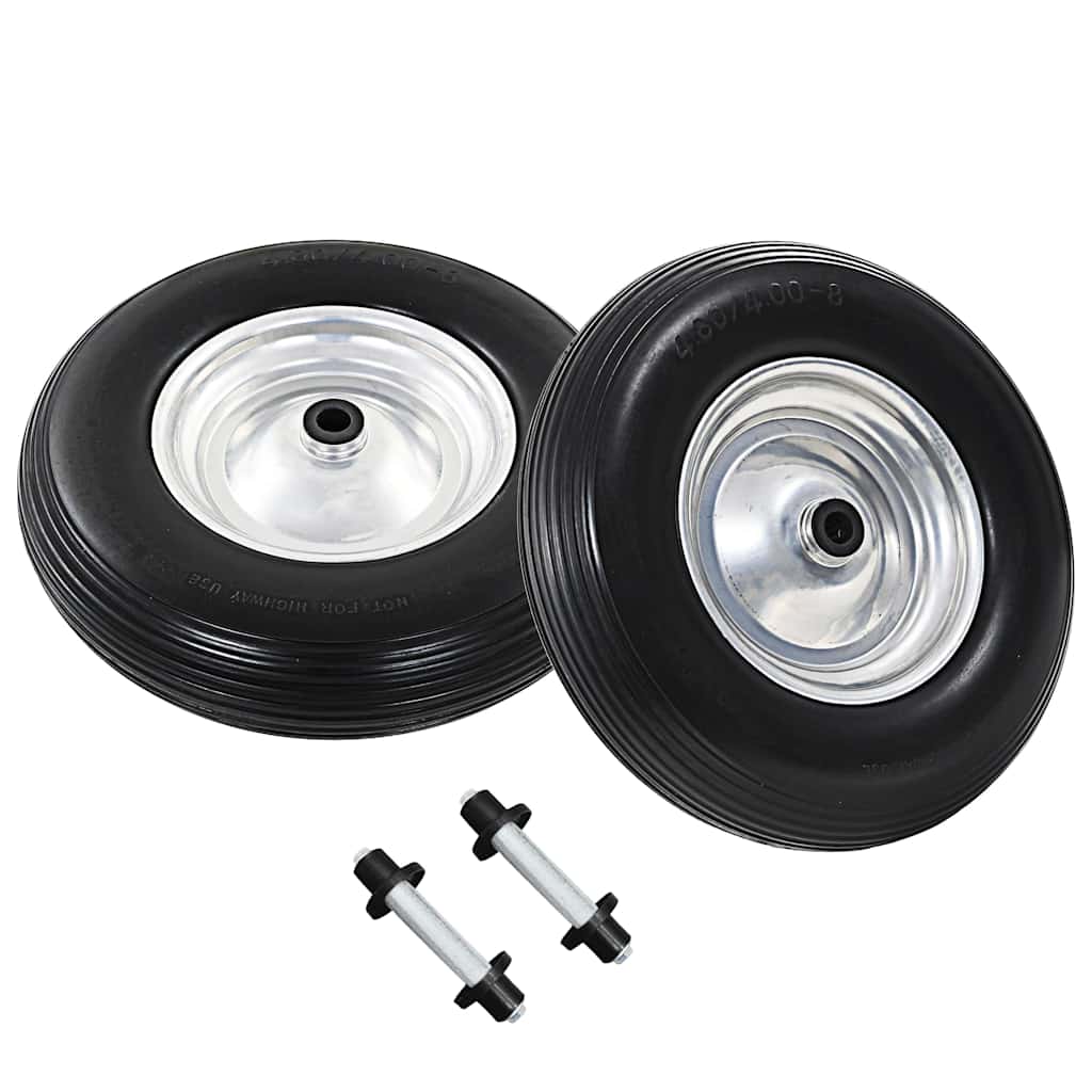 Thumbnail - vidaXL Schubkarrenräder 2 Stk. mit Achsen Massives PU 4,00 - 8 390 mm