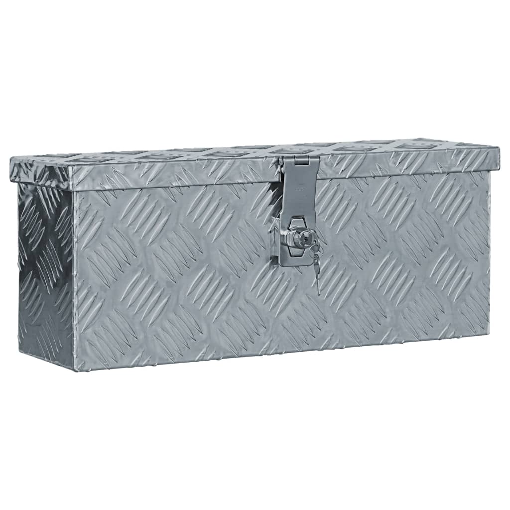 13: vidaXL aluminiumskasse 48,5 x 14 x 20 cm sølvfarvet