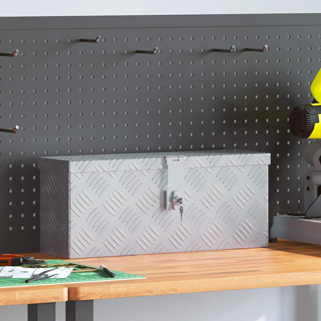 aluminiumskasse 48,5 x 14 x 20 cm sølvfarvet