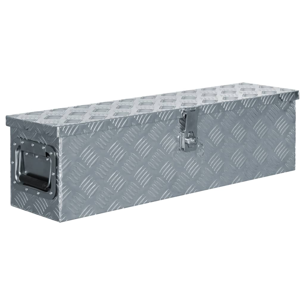 6: vidaXL aluminiumskasse 80,5 x 22 x 22 cm sølvfarvet