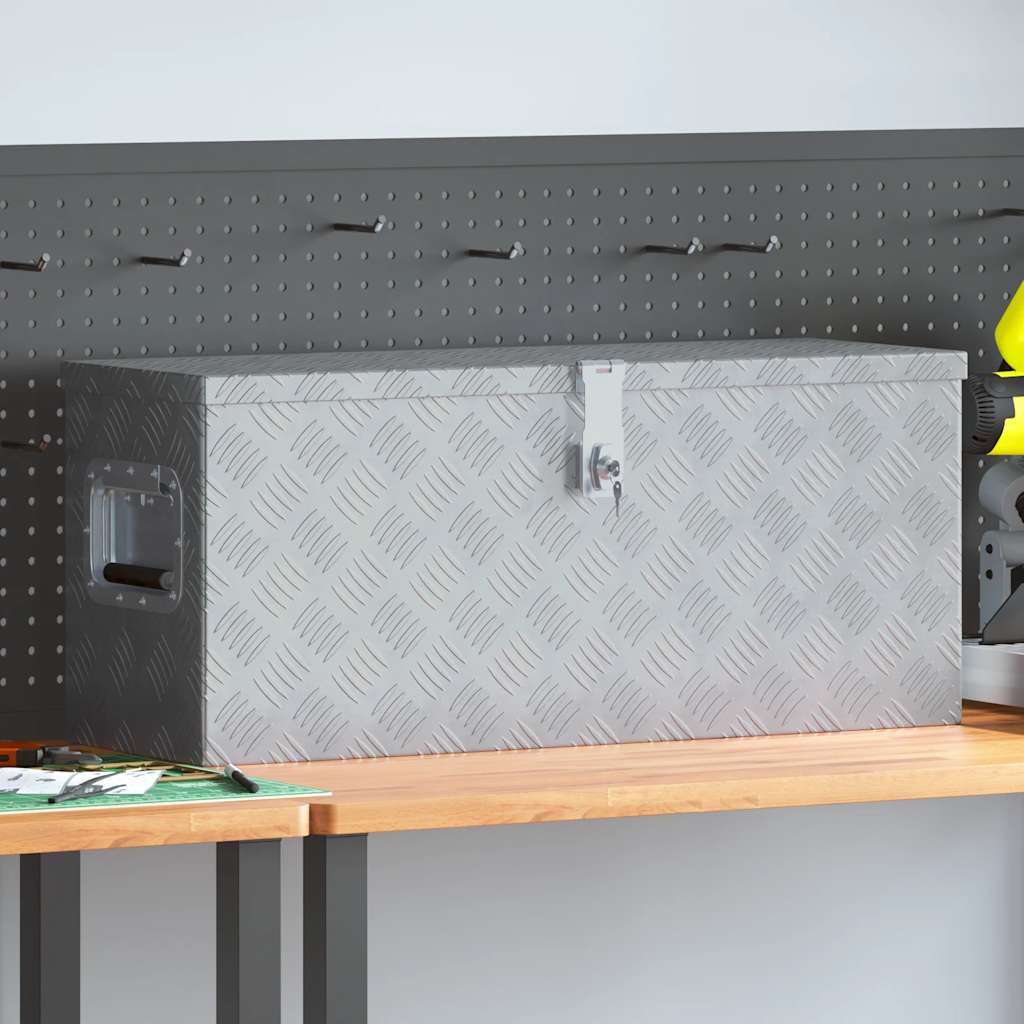 Aluminiumskasse 76,5 x 26,5 x 33 cm sølvfarvet