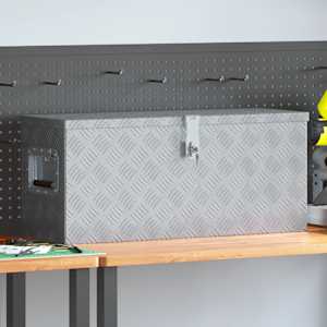 Skrinja iz aluminija 76,5x26,5x33 cm srebrne barve