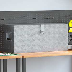 Skrinja iz aluminija 80x30x35 cm srebrne barve