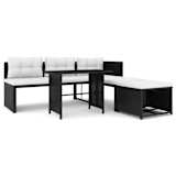 vidaXL Set Divani da Giardino 4 pz in Polyrattan Nero