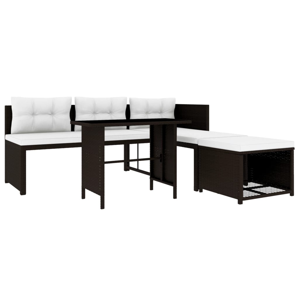 

vidaXL 4-delige Loungeset poly rattan bruin