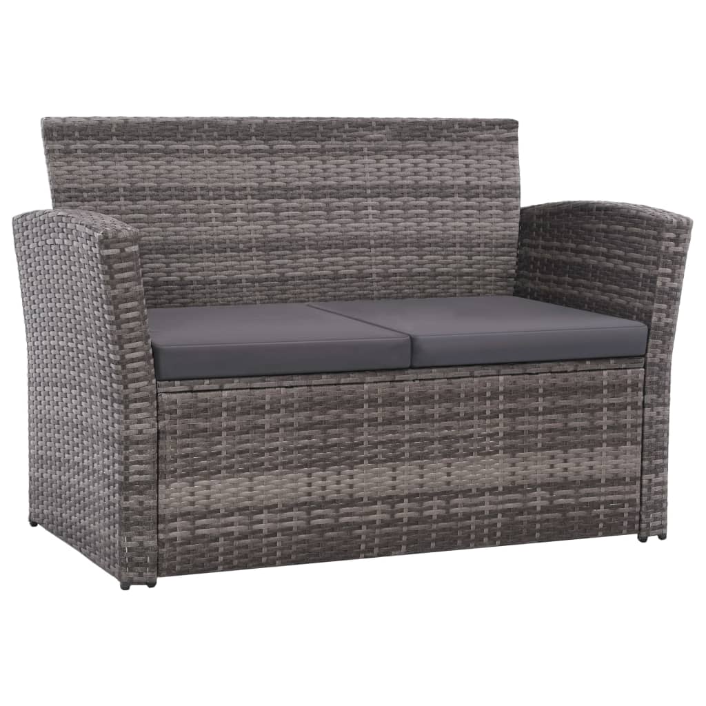 

vidaXL 4-delige Loungeset met kussens poly rattan grijs