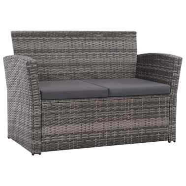 vidaXL 4 pcs conjunto lounge de jardim c/ almofadões vime PE cinzento[2/9]