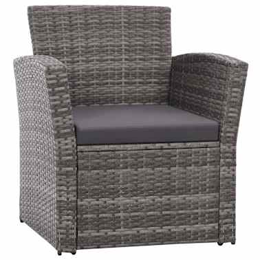 vidaXL 4 pcs conjunto lounge de jardim c/ almofadões vime PE cinzento[3/9]