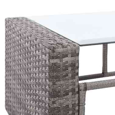 vidaXL 4 pcs conjunto lounge de jardim c/ almofadões vime PE cinzento[6/9]