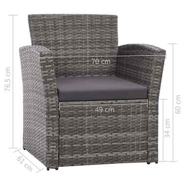 vidaXL 4 pcs conjunto lounge de jardim c/ almofadões vime PE cinzento[8/9]