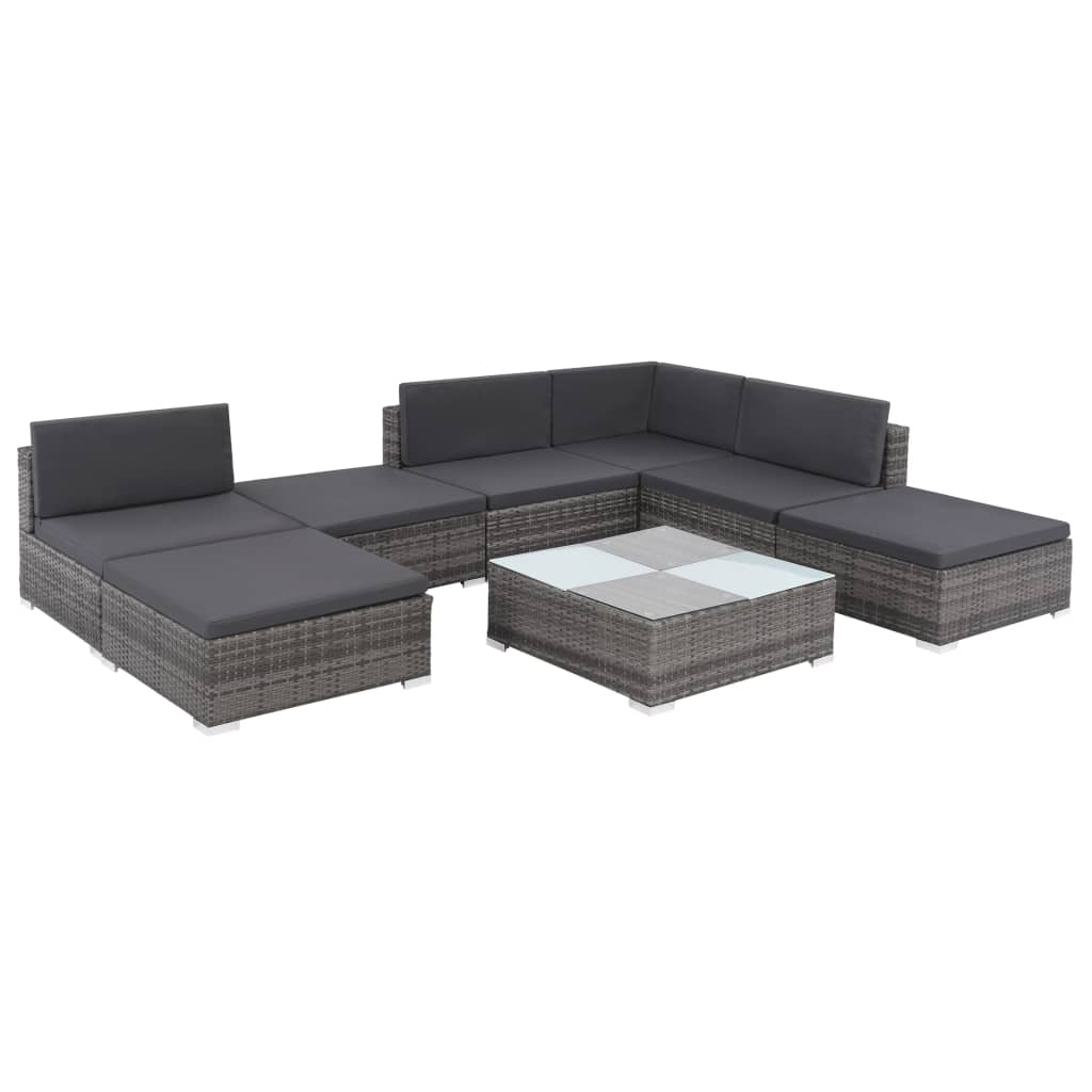 

vidaXL 8-delige Loungeset met kussens poly rattan grijs