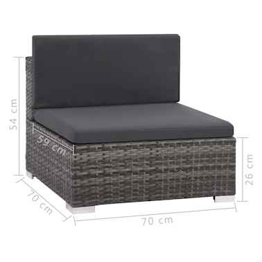 vidaXL 8 pcs conjunto lounge de jardim c/ almofadões vime PE cinzento[13/14]