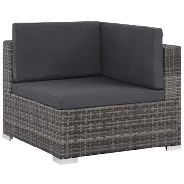 vidaXL 8 pcs conjunto lounge de jardim c/ almofadões vime PE cinzento[5/14]