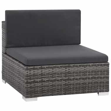vidaXL 8 pcs conjunto lounge de jardim c/ almofadões vime PE cinzento[7/14]